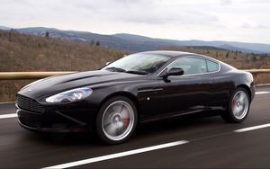 Preview wallpaper aston martin, db9, 2006, black, side view, sports, cars, mountains, nature