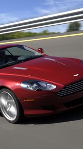 Preview wallpaper aston martin, db9, 2008, red, side view, style, cars, speed, trees, asphalt