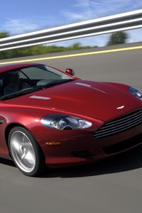 Preview wallpaper aston martin, db9, 2008, red, side view, style, cars, speed, trees, asphalt