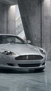 Preview wallpaper aston martin, db9, 2008, gray metallic, front view, style, cars, reflection