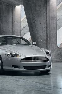 Preview wallpaper aston martin, db9, 2008, gray metallic, front view, style, cars, reflection