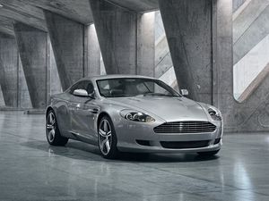 Preview wallpaper aston martin, db9, 2008, gray metallic, front view, style, cars, reflection