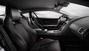 Preview wallpaper aston martin, db9, 2008, black, interior, salon, steering wheel