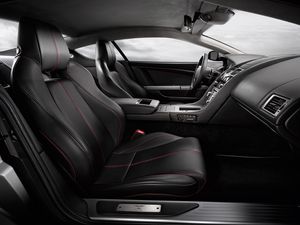 Preview wallpaper aston martin, db9, 2008, black, interior, salon, steering wheel