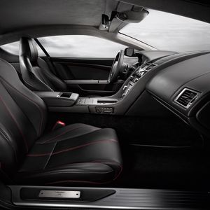 Preview wallpaper aston martin, db9, 2008, black, interior, salon, steering wheel