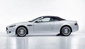 Preview wallpaper aston martin, db9, 2008, white, side view, style, cars