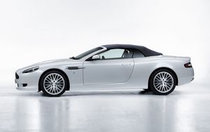 Preview wallpaper aston martin, db9, 2008, white, side view, style, cars