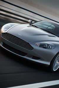 Preview wallpaper aston martin, db9, 2008, gray, front view, style, sports, cars, speed, asphalt