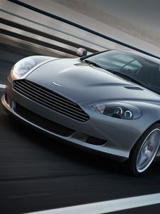 Preview wallpaper aston martin, db9, 2008, gray, front view, style, sports, cars, speed, asphalt