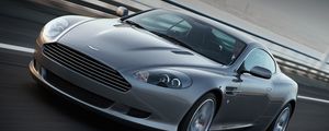 Preview wallpaper aston martin, db9, 2008, gray, front view, style, sports, cars, speed, asphalt