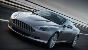 Preview wallpaper aston martin, db9, 2008, gray, front view, style, sports, cars, speed, asphalt