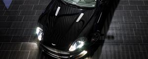 Preview wallpaper aston martin, db9, 2008, black, top view, sports, style, cars, reflection