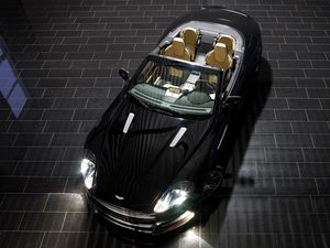 Preview wallpaper aston martin, db9, 2008, black, top view, sports, style, cars, reflection