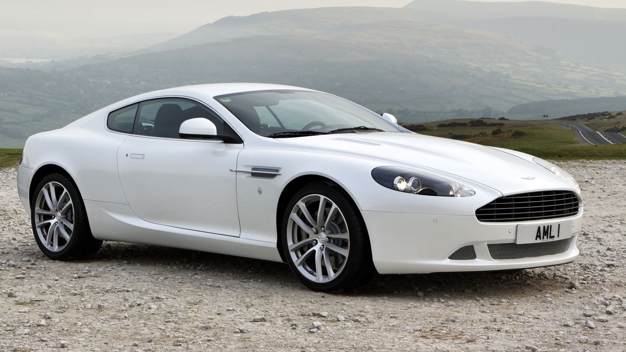 Wallpaper aston martin, db9, 2010, white, side view, style, cars, sports, nature, mountains
