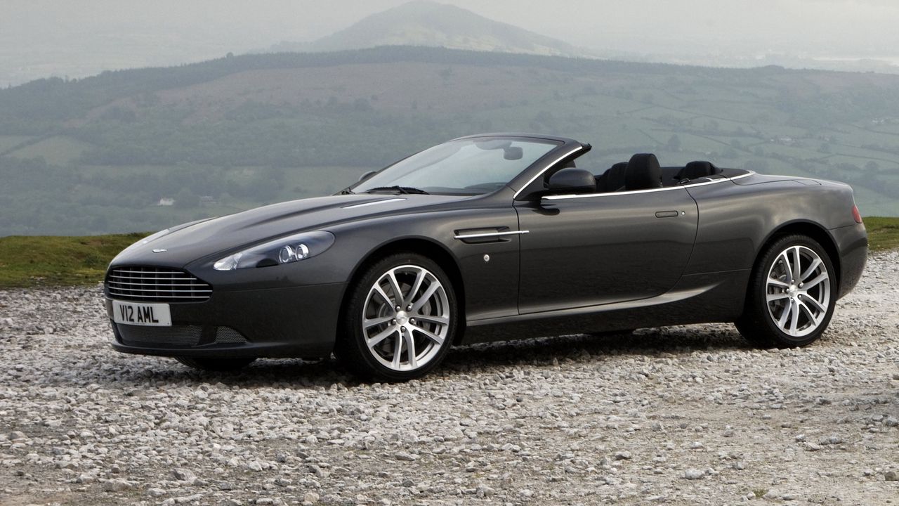 Wallpaper aston martin, db9, 2010, black, side view, style, cars, sports, nature, mountains