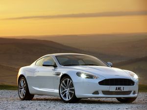 Preview wallpaper aston martin, db9, 2010, white, side view, style, sports, cars, nature, sunset
