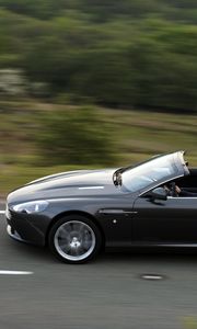 Preview wallpaper aston martin, db9, 2010, black, side view, cars, asphalt, speed