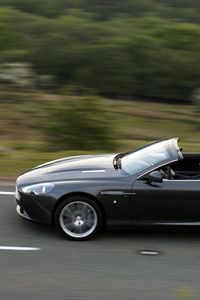 Preview wallpaper aston martin, db9, 2010, black, side view, cars, asphalt, speed