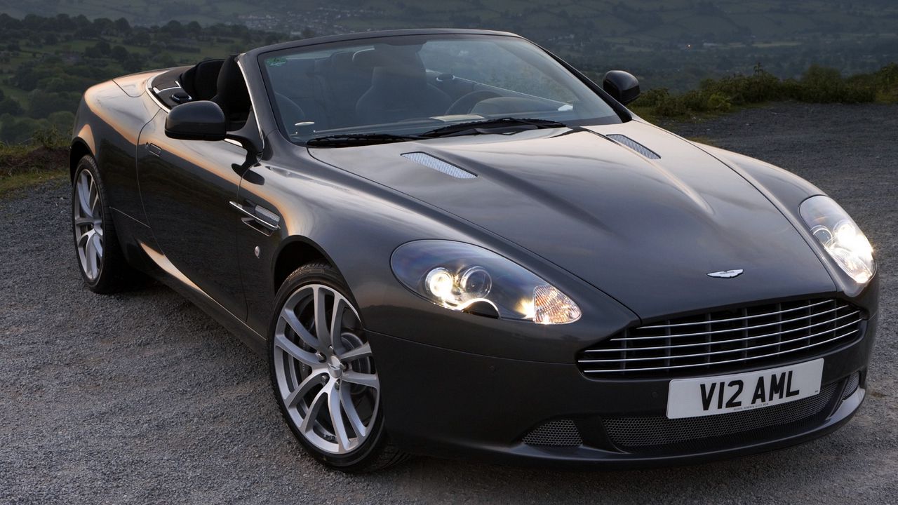 Wallpaper aston martin, db9, 2010, black, front view, style, cars, mountains