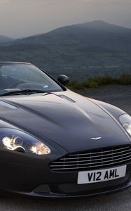 Preview wallpaper aston martin, db9, 2010, black, front view, style, cars, mountains