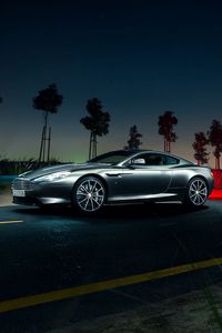 Preview wallpaper aston martin, db9, auto, night, road, side view