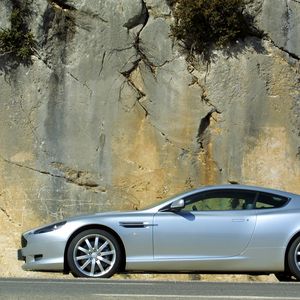 Preview wallpaper aston martin, db9, silver metallic, side view, style, cars, rock