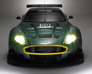 Preview wallpaper aston martin, dbr9, 2005, green, front view, style, sports, car, racing car