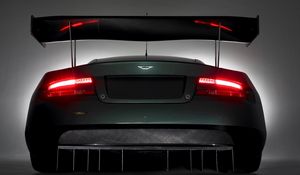 Preview wallpaper aston martin dbr9, 2005, black, rear view, style, cars, sports