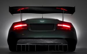 Preview wallpaper aston martin dbr9, 2005, black, rear view, style, cars, sports