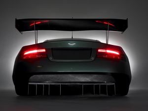 Preview wallpaper aston martin dbr9, 2005, black, rear view, style, cars, sports