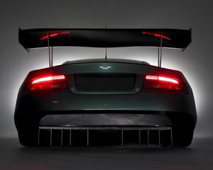 Preview wallpaper aston martin dbr9, 2005, black, rear view, style, cars, sports