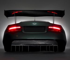 Preview wallpaper aston martin dbr9, 2005, black, rear view, style, cars, sports