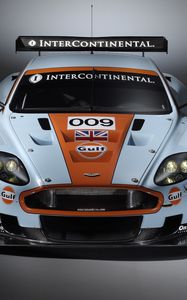 Preview wallpaper aston martin, dbr9, 2008, white, orange, front view, style, sports, cars