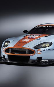 Preview wallpaper aston martin, dbr9, 2008, white, front view, style, cars, sports