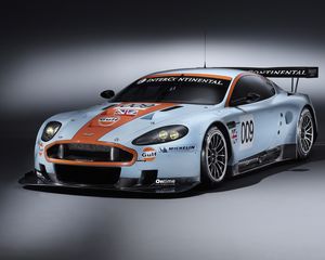 Preview wallpaper aston martin, dbr9, 2008, white, front view, style, cars, sports