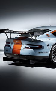 Preview wallpaper aston martin, dbr9, 2008, white, rear view, style, cars, sports