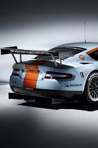 Preview wallpaper aston martin, dbr9, 2008, white, rear view, style, cars, sports