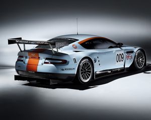 Preview wallpaper aston martin, dbr9, 2008, white, rear view, style, cars, sports