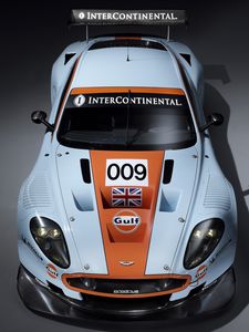 Preview wallpaper aston martin, dbr9, 2008, white, top view, style, sports, auto