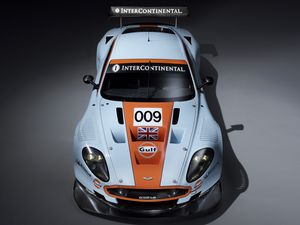 Preview wallpaper aston martin, dbr9, 2008, white, top view, style, sports, auto