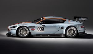 Preview wallpaper aston martin, dbr9, 2008, white, side view, style, sports, auto