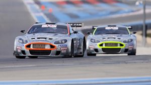 Preview wallpaper aston martin, dbrs9, 2005, silver metallic, front view, style, sports, race