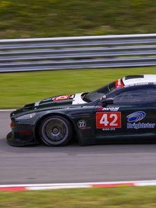Preview wallpaper aston martin, dbrs9, 2005, black, side view, style, sports, car, racing car, speed, grass
