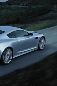 Preview wallpaper aston martin, dbs, 2008, blue, side view, style, speed, auto