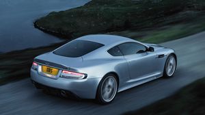 Preview wallpaper aston martin, dbs, 2008, blue, side view, style, speed, auto