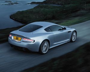 Preview wallpaper aston martin, dbs, 2008, blue, side view, style, speed, auto