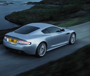 Preview wallpaper aston martin, dbs, 2008, blue, side view, style, speed, auto