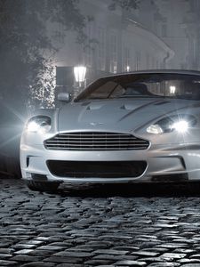 Preview wallpaper aston martin, dbs, 2008, gray, front view, style, cars, street