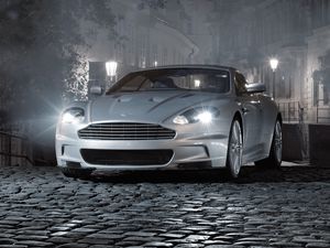 Preview wallpaper aston martin, dbs, 2008, gray, front view, style, cars, street