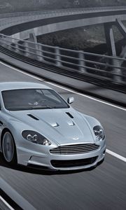 Preview wallpaper aston martin, dbs, 2008, gray, front view, car, bridge